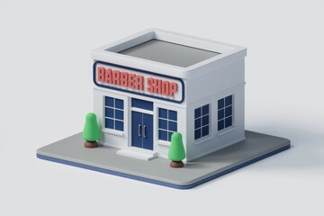 Poster - 3D rendering of a simple barber shop building