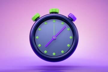 Poster - A 3D rendered colorful stopwatch with a purple background