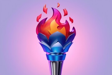 Poster - A 3D rendering of a colorful torch with flames.