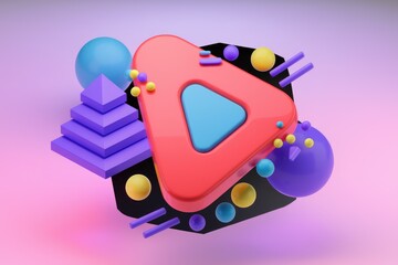 Aufkleber - Abstract 3D design with colorful geometric shapes.