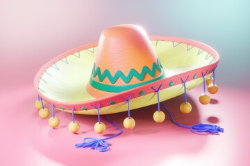 Poster - A colorful sombrero with tassels  perfect for a fiesta.