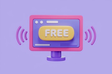 Poster - A 3D computer monitor with a free button.