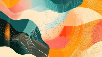 Poster - abstract illustration featuring wavy lines set against a vibrant background