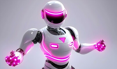 Poster - Vibrant 3D Robot Dance, an energetic display of a robotic figure illuminated by an array of colorful lights, showcasing dynamic movement and creativity.