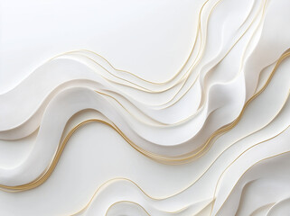 movement of an elegant curved golden line design with white and beige gradient background