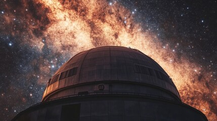 Wall Mural - An observatory dome under a star-filled galaxy, with telescopes pointed toward the cosmos.