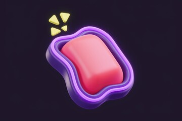 Poster - A 3D pink rectangle in a purple neon frame with yellow stars