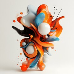Poster - Vivid Creation, An abstract 3D art piece showcasing dynamic shapes and vibrant colors, evoking a sense of energy and imagination.