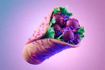 Aufkleber - A burrito filled with colorful candy and sprinkles