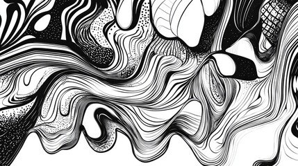 Poster - Abstract black and white line art illustration featuring a unique background design
