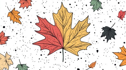 Wall Mural - Line art illustration of a coloring page featuring a fall leaf suitable for autumn themed activities