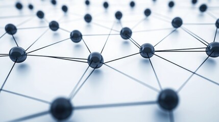Fototapete - Line art illustration depicting the concept of network or internet communication featuring a 3D design on a white background