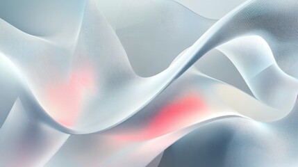Poster - Abstract geometric background featuring a white and gray gradient with neon light curves and shapes in a graphic design style