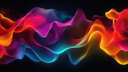 Poster - colorful wave patterns on a black backdrop creative illustration for your business needs