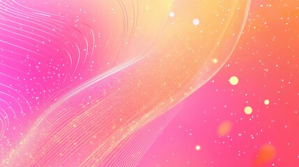 Poster - Bright abstract pink background featuring glittering elements in a line art illustration