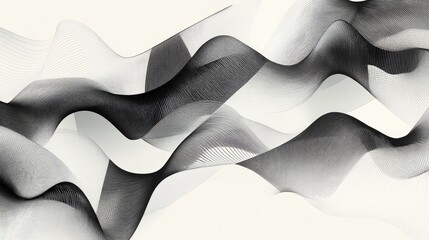 Poster - Abstract black and white geometric pattern line art illustration on a white background