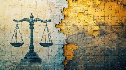 Poster - One side showcases technological symbols, while the other presents a scale of justice representing human rights and ethics. Generative AI