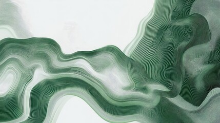 Poster - abstract green line art illustration set against a gray background