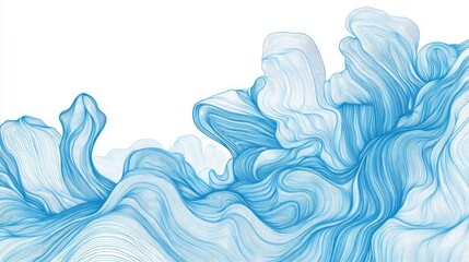 Poster - abstract blue wave background in line art illustration