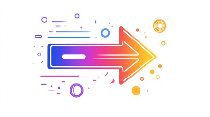 Fototapete - Colorful gradient line art illustration of a cartoon arrow indicating direction