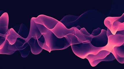 Poster - line art illustration featuring abstract shapes of pink fire light smoke against a dark background