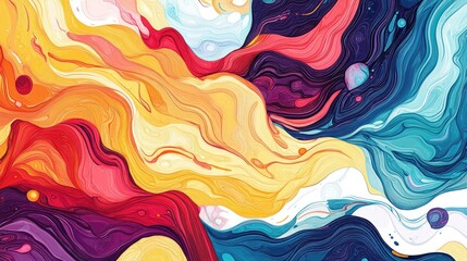 Poster - Colorful background illustration featuring vibrant curves in a line art style
