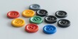 © amelisk - Set of colorful plastic sewing buttons on transparent background, offering variety and simplicity.