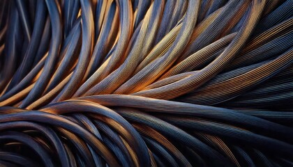 3d render of futuristic woven cables wires weave threaded texture closeup macro background