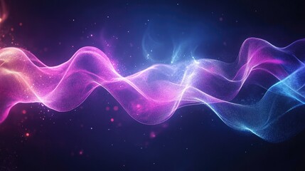 Poster - abstract illustration of glowing lines on a dark backdrop in a line art style