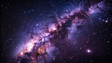 Wall Mural - dark cosmic background with swirling galaxies and deep purples, intergalactic, nebula