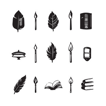 Quill In cartoon, hand-drawn flat style. image for social media, websites and UI. Isolated 2D vector design in logo, icon, sketch style, simple line vector, single color. AI Generative Art.
