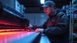 © addymawy - A man operating a laser cutting machine in a factory.