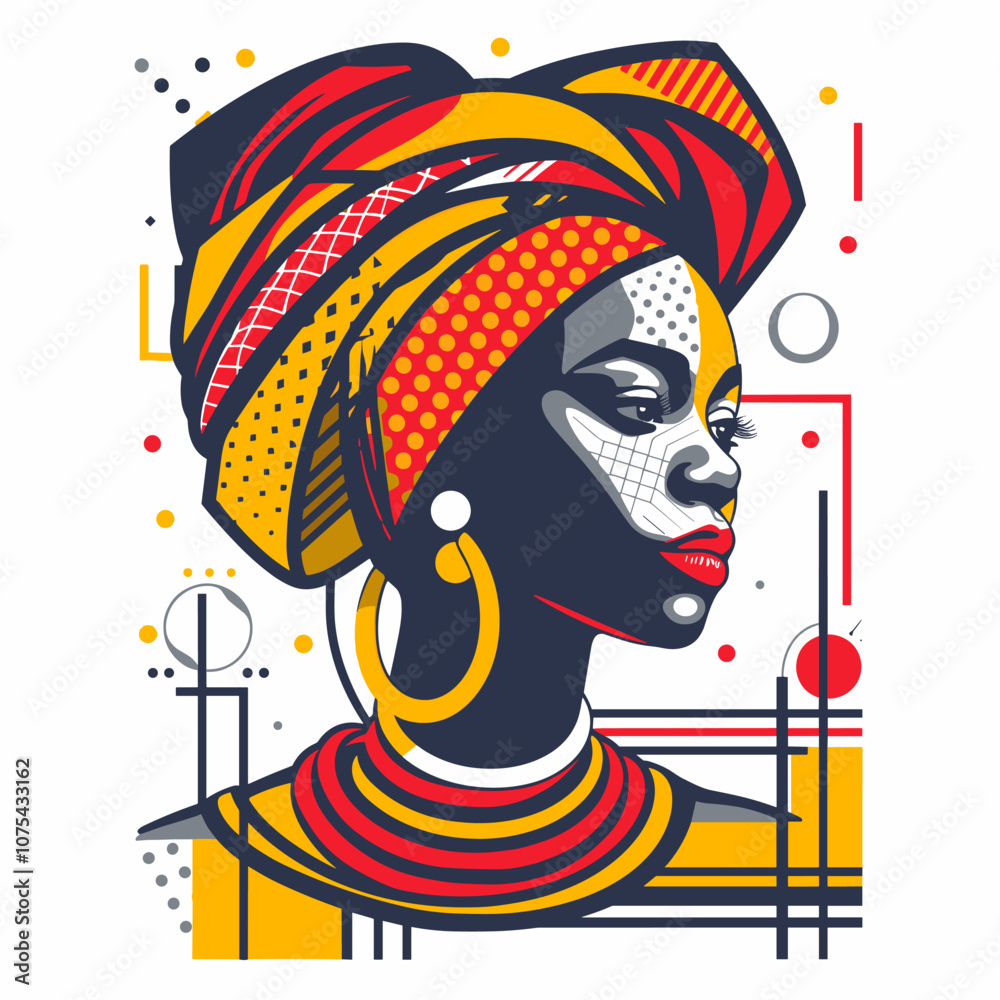 African woman in traditional clothing. Isolated vector illustration on ...