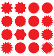 © NOVA STOCK - Set of Red price sticker, sale or discount sticker, sunburst badges icon. Stars shape with different number of rays. Special offer price tag. Red starburst promotional badge set, shopping labels