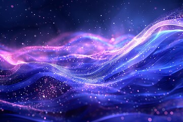 Aufkleber - Glowing blue and purple wavy background.