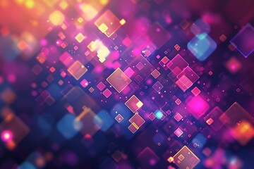 Poster - Technology links with blurred abstract shiny light background