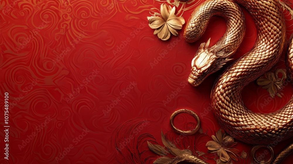 chinese snake new year background with copy space for text Stock ...