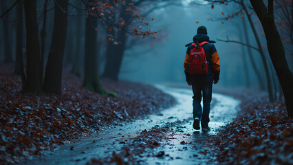 Poster - person walking in the rain