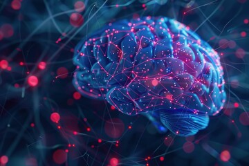 Poster - Artificial intelligence deep learning computer brain showing neural connections