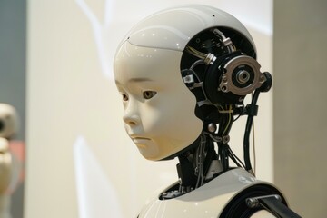 Poster - Close up of a humanoid robot with its internal components visible, highlighting the rapid advancements in artificial intelligence
