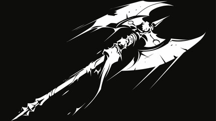 Wall Mural - Black and white image of a sword. The sword is long and has a black tip flat vector illustration