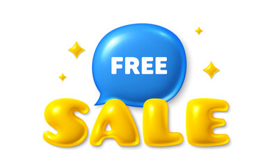 Poster - sale text 3d banner with chat bubble. free tag. special offer sign. sale promotion symbol. free chat
