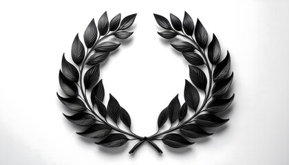 Aufkleber -  Classic laurel wreaths feature intricate black branches set against a white background, evo_1(1001)