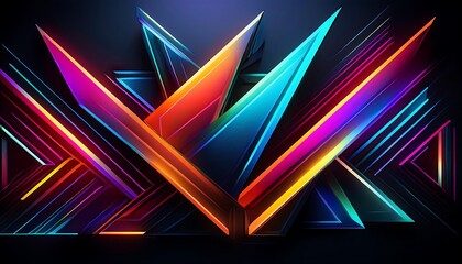 Aufkleber -  Angular shapes in neon colors against a solid black backdrop create a striking visual effec_1(825)