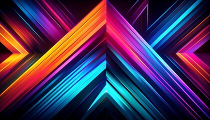 Aufkleber -  Angular shapes in neon colors against a solid black backdrop create a striking visual effec_1(826)