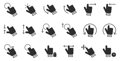 Aufkleber - Touch gesture click hand icons collection. Set of swipe hands