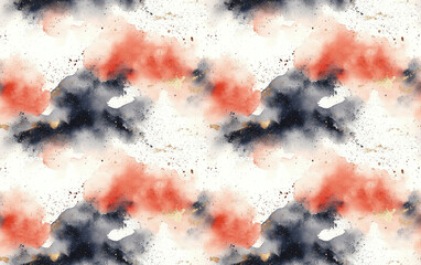 Poster - A soft, abstract watercolor pattern featuring splashes of red, black, and gray against a light background, creating a visually engaging texture. Seamless pattern