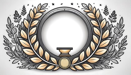 Aufkleber -  A laurel wreath is set around a frame icon on a white background with awards, trophies, and_1(371)