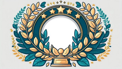 Aufkleber -  A laurel wreath is set around a frame icon on a white background with awards, trophies, and_1(370)