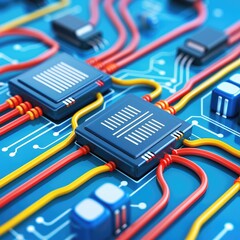 Poster - Explore the intricate wiring and functionality of a microcontroller in closeup